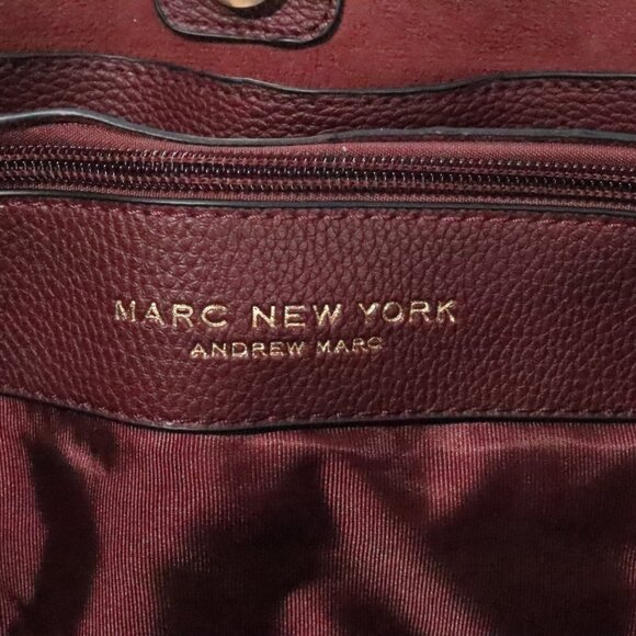 Andrew Marc New York Mahogany Burgandy Brown Vegan Leather Satchel Handbag Purse - Picture 12 of 15